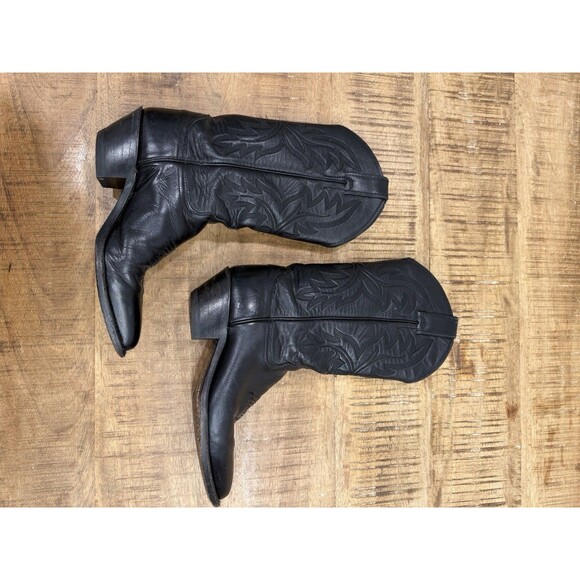 Vintage Justin L4904 Black Leather Snip Toe Cowgirl Boots Made In USA Womans 6B - Picture 5 of 10